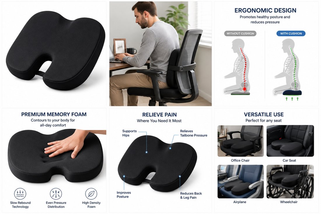 CareSoft orthopaedic coccyx cushion for tailbone pressure relief