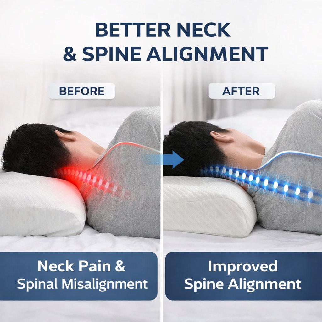 CareSoft cervical memory foam pillow for neck and spine support